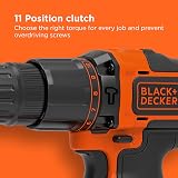 BLACK+DECKER 18V Hammer Drill 1400RPM 2 Speed Cordless Battery Charger Kitbox view 7