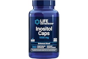 Life Extension Inositol Caps – 1000 mg, Myo-Inositol – Mood Health, Well-Being, Healthy Metabolism, Hormone Balance – Gluten-Free, Non-GMO, Vegetarian – 360 Capsules