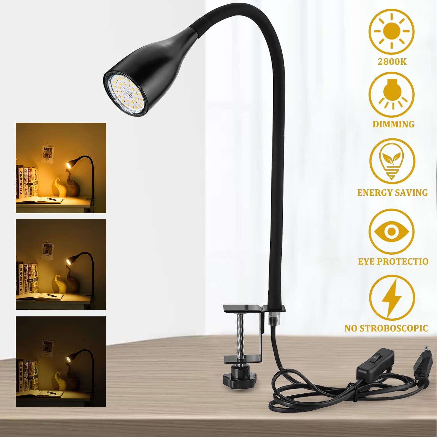 7500K Kaltweiß EMENAR LED Schwanenhals Lampe 6W - 7500K Mikroskop Beleuchtung 400mm Projektor Licht 7500K