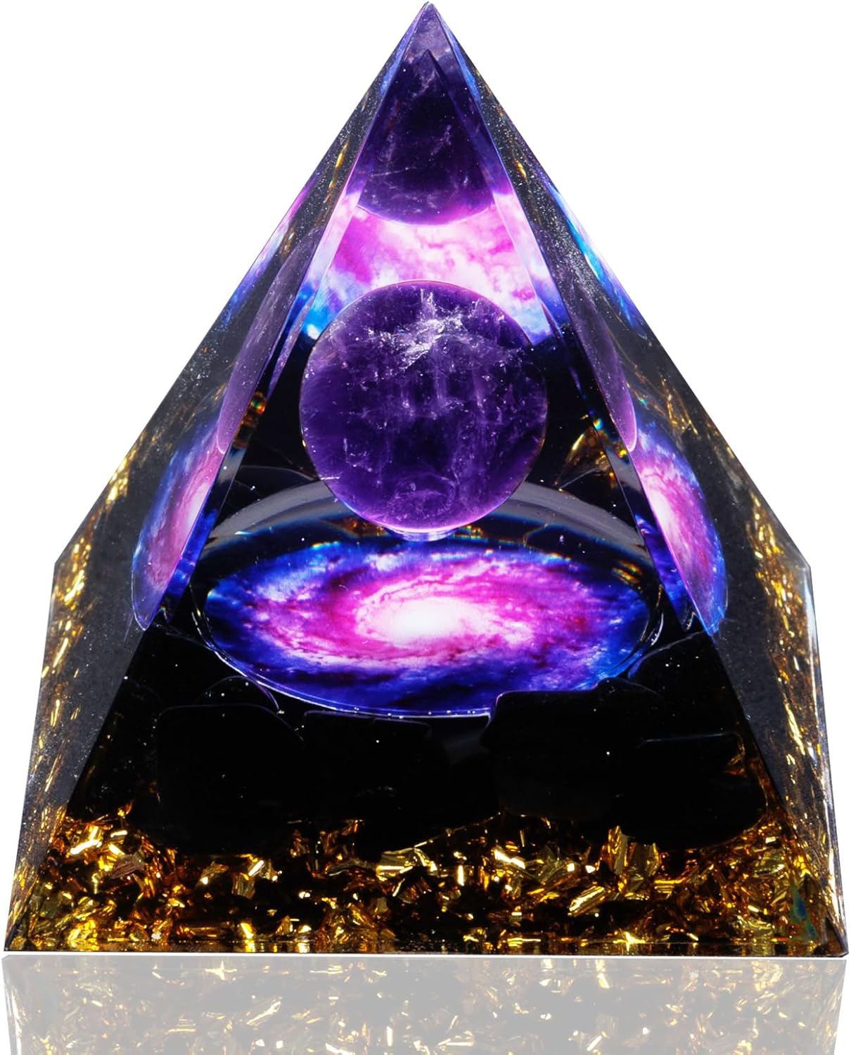 Mixed Media - Orgone Pyramid, Orgonite Crystal Pyramids with Amethyst, Organite Orgone Pyramid, Natural Healing Crystal Pyramid for Meditation, Yoga, Decor