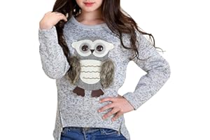 Cartoon Owl Long Sleeve T-Shirt Tee Tops for Teen Kids Girls Pullover Soft Clothes 6-14 Years Old