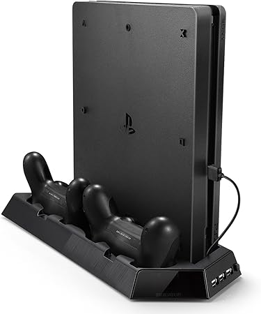 Amazon Co Jp Ps4 Pro 冷却 新型スタンド 多機能縦置きスタンド Foneso コントローラー2台充電 Usbハブ3ポート 冷却ファン付き プレーステーション4 Pro専用 ブラック 1年保証付き ゲーム
