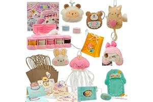 FERBERBEARS Flet Sewing Kit for Kids Arts and DIY Crafts Kit for Girls Handmade Animal Hanging Charms Beginner 8-10-12 Birthday Gift