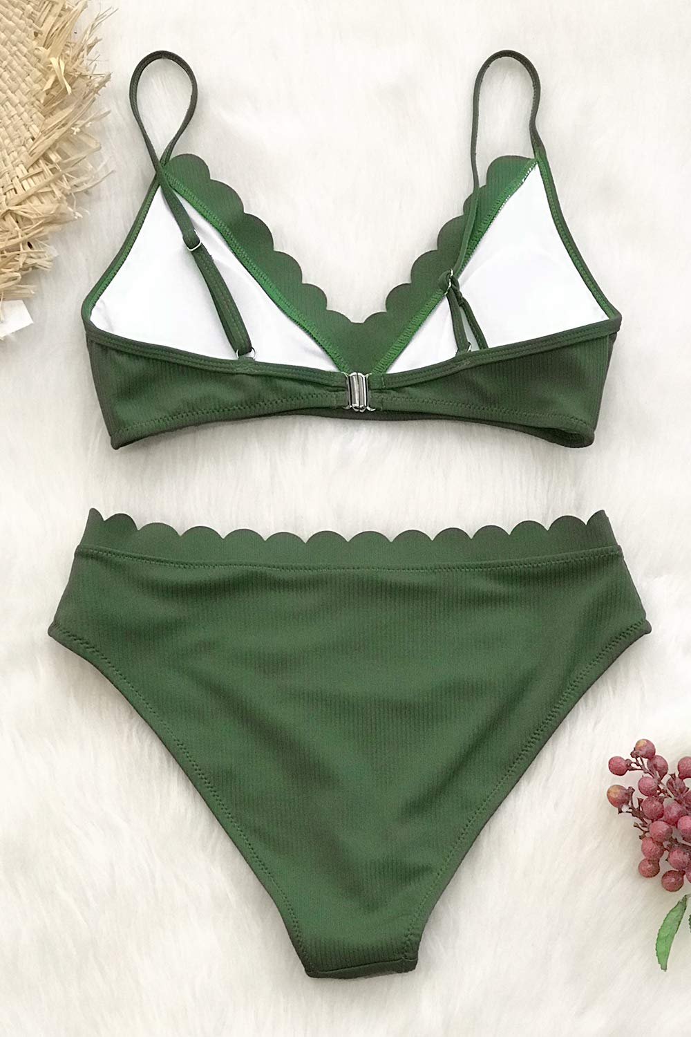 CUPSHE Women's Scalloped Trim in The Moment Bikini Beachwear Central