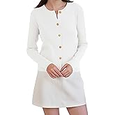 VizWqm Women's Lightweight Button Cardigan Sweater Long Sleeve Top Fall Crew Neck Knit Solid Jackets Fashion Clothes Outfits
