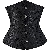 Zhitunemi Halloween Costumes Woman 2025: Black Underbust Corset Top for Women Pirate Costume - Corsets for Pirate Theme Party