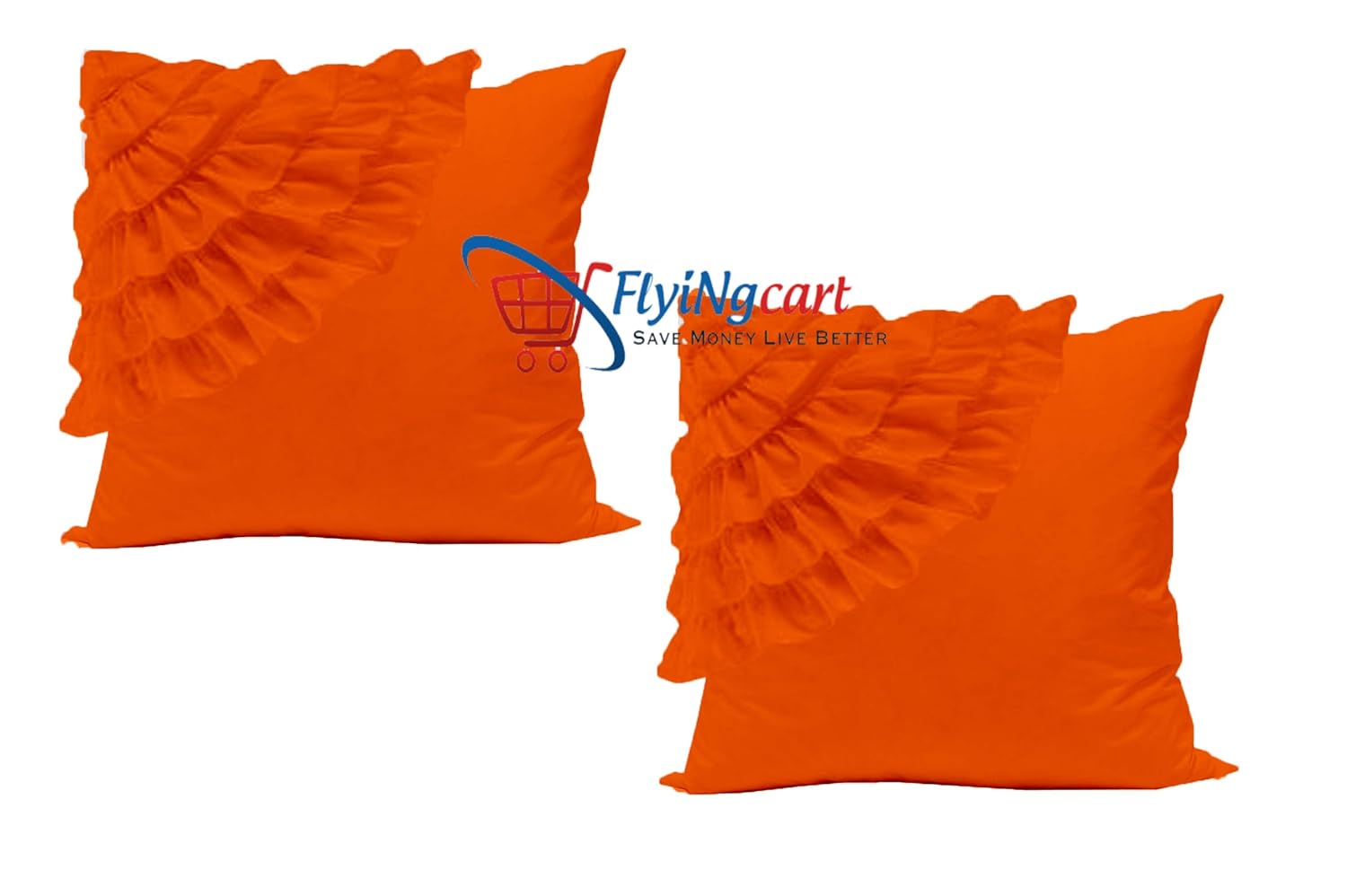 Amazon Com Flying Cart Orange Solid Corner Multi Ruffle Pillow
