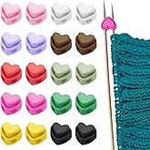 20PCS Knitting Needle Stoppers Heart Plastic Cord Locks Double Hole Needle Point Protectors Locks Spring Toggle Stopper Knitting Accessories for Hand DIY Supplies