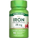 Nature's Truth Iron Supplement for Women &amp; Men | 28 mg | 90 Capsules | Iron Bisglycinate | Non-GMO, Gluten Free
