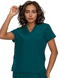 floralhue Scrub Tops for Women, Curved V-Neck Scrub