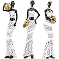 3 Pack African Art Sculptures- Vintage African Statues For Home Decor- Women's Tribal African American Figurines- Bookshelf, Office Decor- Deal For Birthday, Christmas, Thanksgiving, Mom Gifts-White