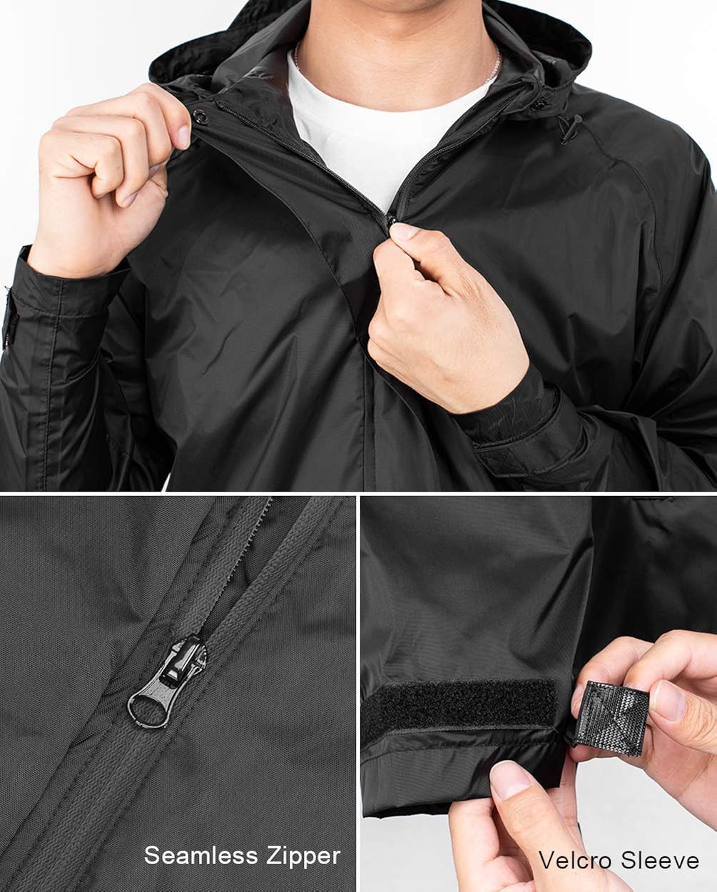 ROCK BROS Men's Waterproof Cycling Jacket Windproof Raincoat for Bike Running: Clothing