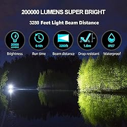 Rechargeable Flashlights 200000 High Lumens, Bright