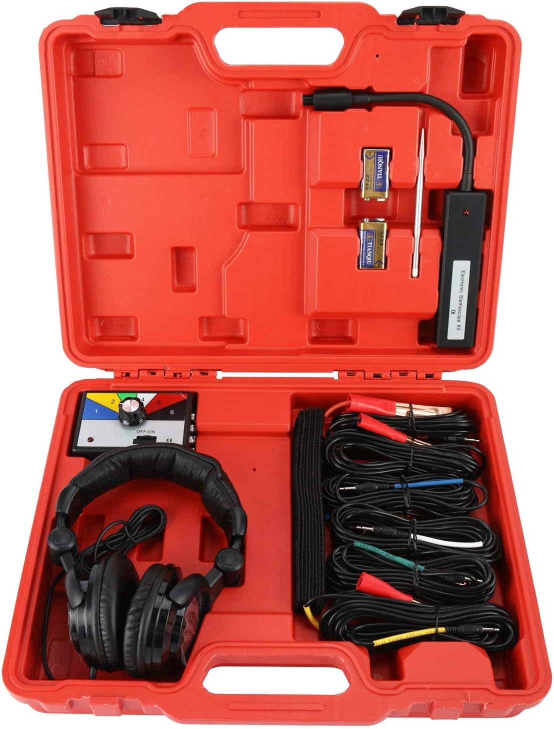 ZBTH Car Electronic Stethoscope, Six-Channel Stethoscope, Electronic Stethoscope Kit, Find Engine Noise Diagnosis Scope Mechanics Tool, for Car