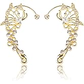2 Pcs Butterfly Ear Cuffs Earrings for Women Butterfly Ear Wrap No Piercing Ears Clip Jewelry for Cosplay Costume