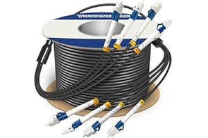 YUTIANHOME 500 Feet (150 Meters) 4 Core Industrial TPU LC to LC Outdoor Armored Fiber Optic Cable, 4 Strands OS2 Single Mode Fiber Patch Cable with LC Connectors, 9/125um, OD-5mm, Direct Burial LC-LC