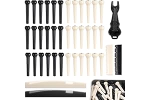 LIQWEI 36 PCS Acoustic Guitar Bridge Pins Pegs with 2 PCS Guitar Saddle Nut and Bridge Pin Puller Remover