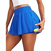CRZ YOGA 2 in 1 Split Flowy Running Shorts for Women 3" - High Waisted Quick Dry Skirts for Tennis Workout Athletic Lounge