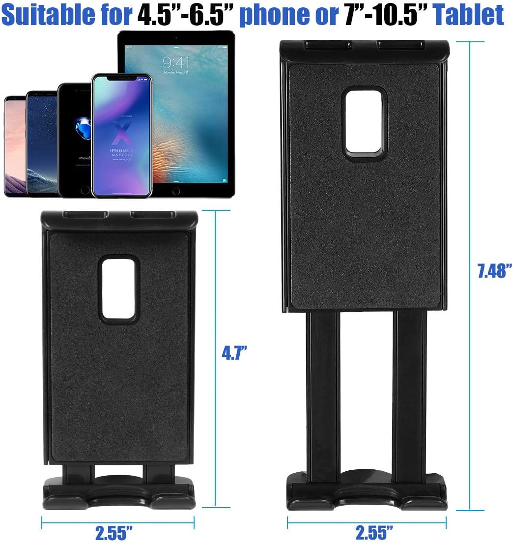 Car Tablet Mount for Windshield Window & Air Vent, 7"-10.5" Tablet Holder, 4.5"-6.5" Phone Mount, Compatible iPad Pro 10.5/Air/Mini/iPhone Xs/XS MAX/XR/X/8/8Plus/7/7Plus, Galaxy S7/S8/S10 etc (Black)