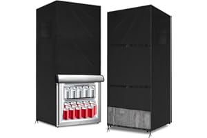 Coldairsoap Outdoor Refrigerator Cover Outdoor Dustproof Freezer Covers for Protecting Upright Freezers/Beverage Refrigerator Suitable for Large Cold Rooms (Black, 33" x 33" x 67")