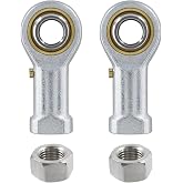 Biaungdo 2 Pcs 304 Stainless Steel PHSB6 Rod End Bearing, 3/8 x 3/8-24 | Female Right Hand, Heim Joint Rod End Bearing, with Jam Nut