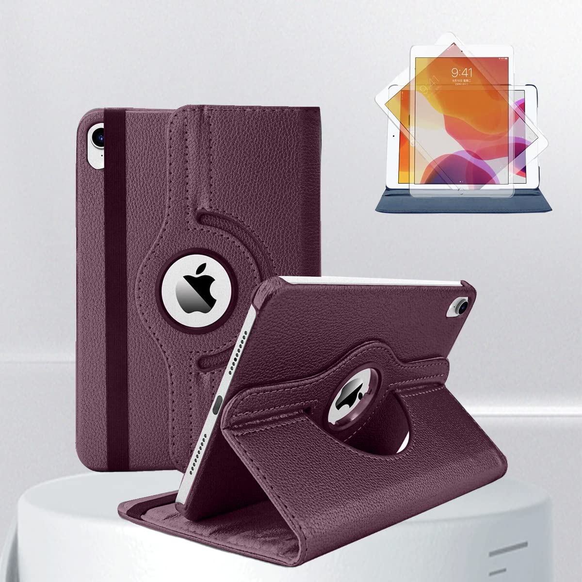 Gocob iPad 10.2 Case - 360 Degree Rotating Stand Protective Cover with Auto Sleep Wake for iPad 10.2 7th 8th 9th Gen 2019/2020/2021 Model (Purple)
