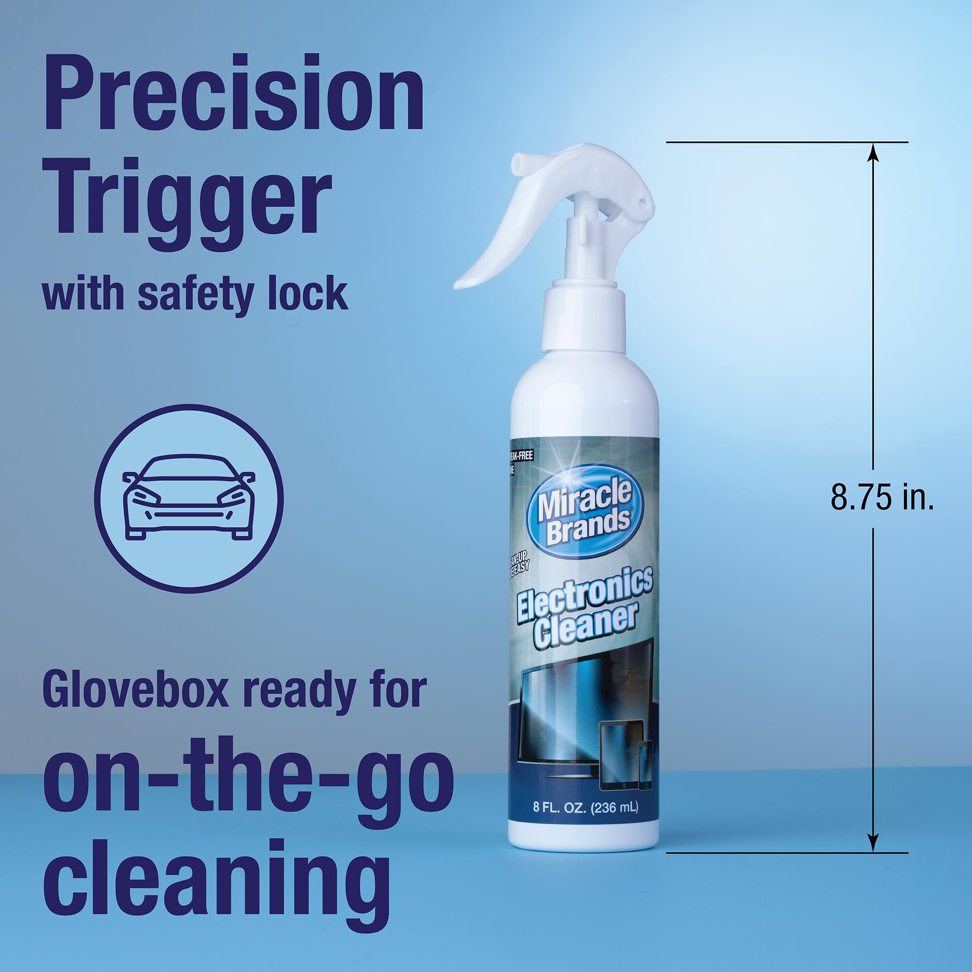 MiracleSpray for Electronics Cleaning, Safe Multisurface Cleaner for Any TV, Phone, Monitor, Keyboard, Screen, Computer, Includes Microfiber Towel - 8 Ounce Kit