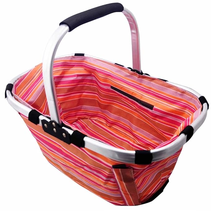 HLC Folding Handle Shopper Basket, Carrybag, Collapsible Cool Shopping
