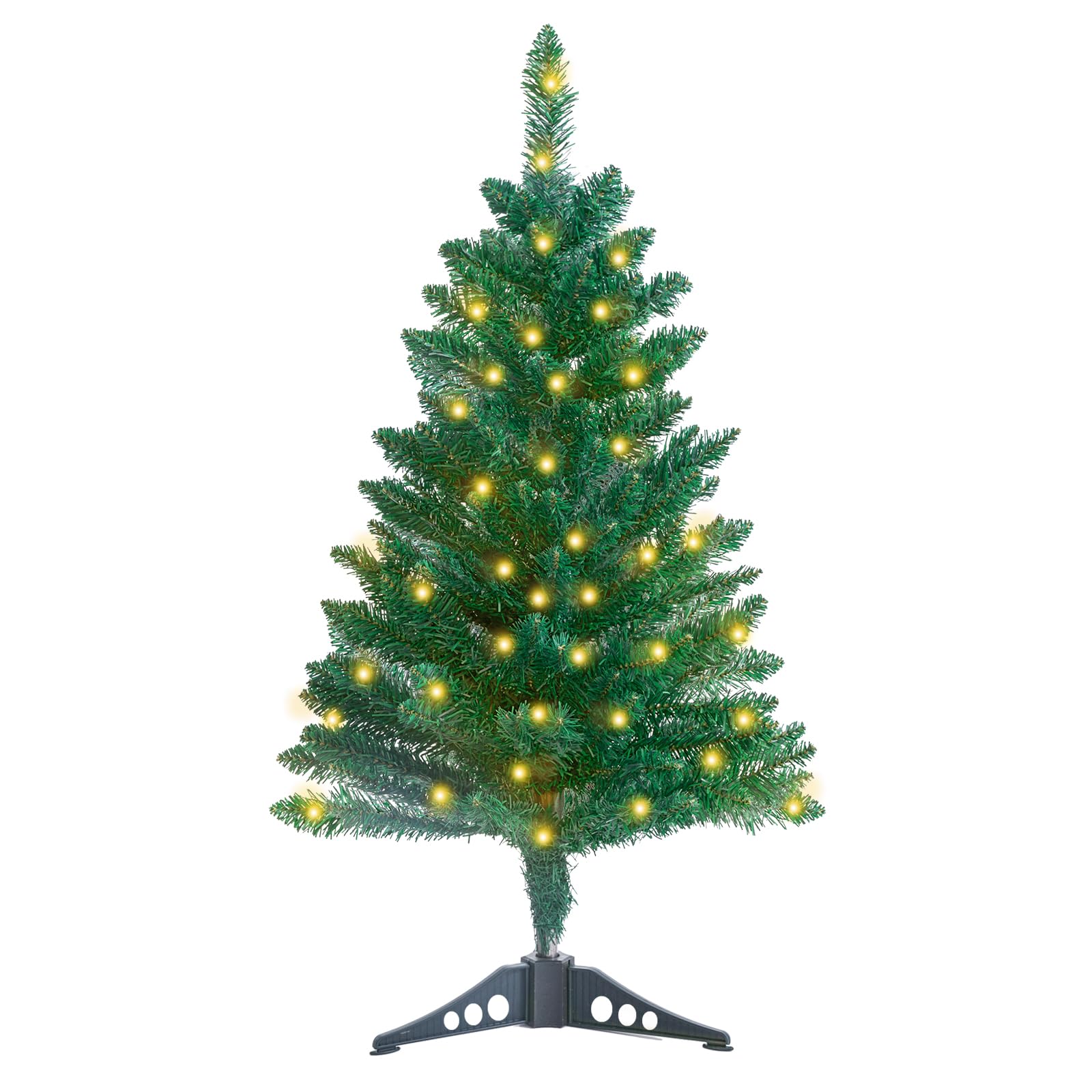 3FT Artificial Christmas Tree with Lights Lighted Green Tabletop ...