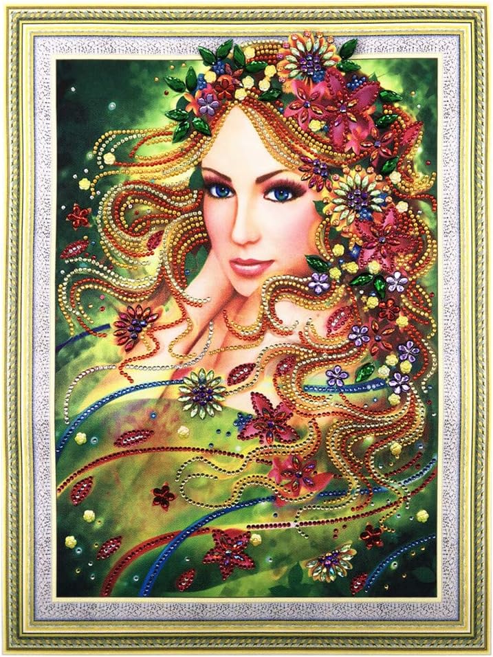 Hibah DIY 5D Diamond Painting Special Shape Diamond Mosaic Set, Cross Stitch Rhinestones Europe and The United States Modern Beauty Embroidery Picture 16x20inch
