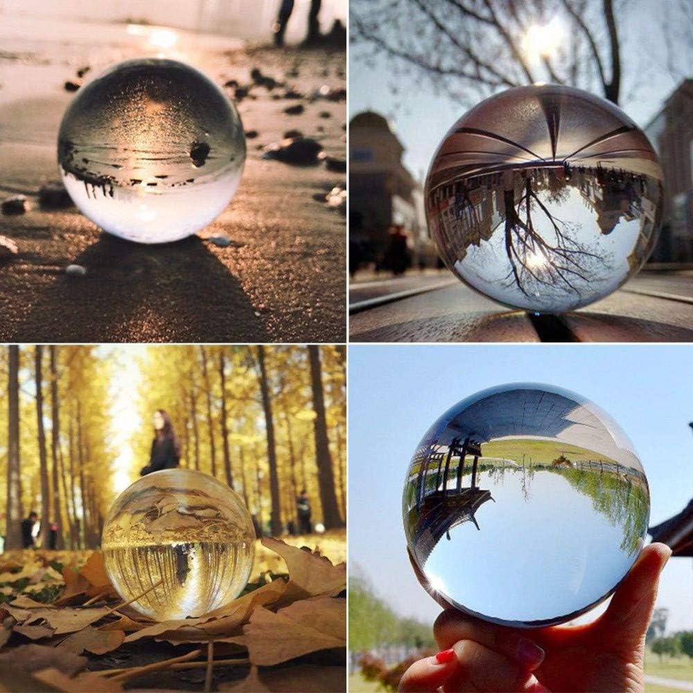 Gaddrt Clear Glass Crystal Ball, Healing Sphere Photography Cool Magic Props Lens Ball Decor Gift, Transparent Crystal Ball Decoration Office Home Xmas Decor (B: Approx.50mm)