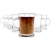 Vikko Glass Coffee Mugs Aroma Collection 13 Ounce Thick and Durable Wide, Set of 6 Heavy Base Dishwasher Safe Large Glass Coffee Cups