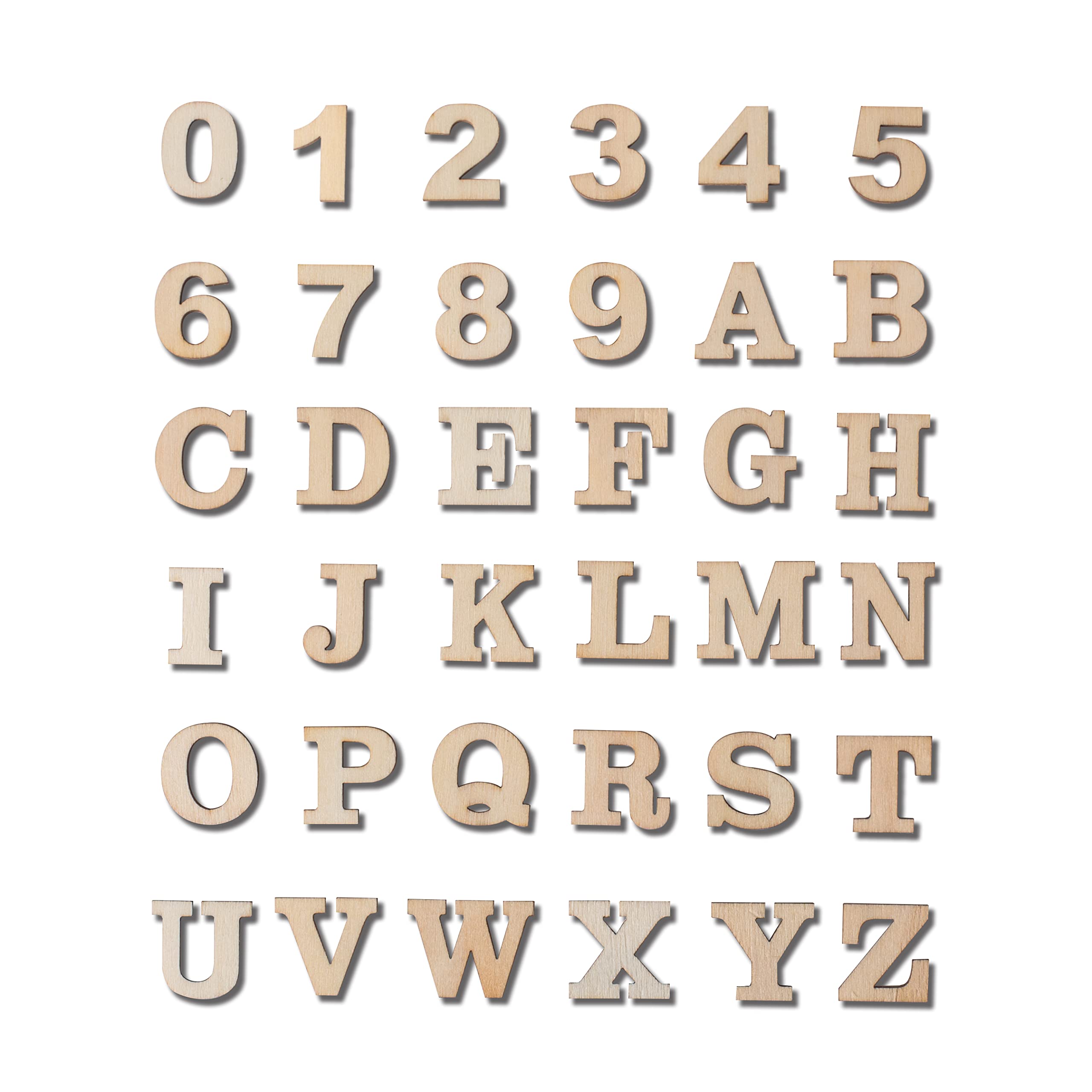 Photo 1 of 296 Pieces 0.75" Inch Mini Unfinished Wood Alphabet Letters and Wooden Numbers Blank Letters for Homemade Arts DIY Project
