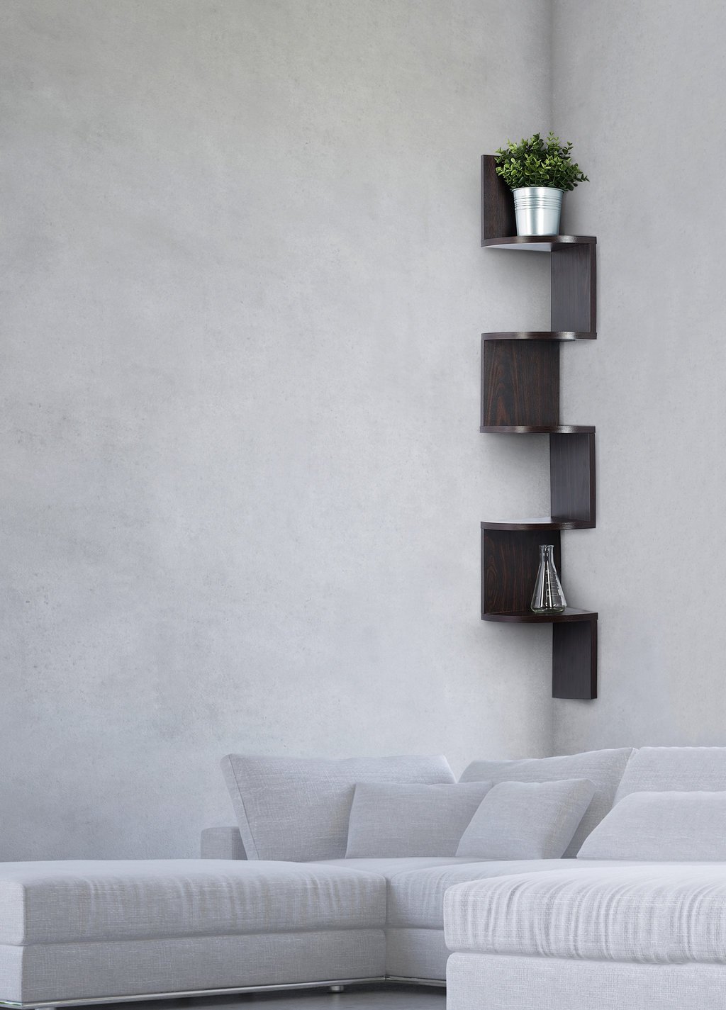 Corner shelf Espresso Finish corner shelf unit 5 Tier corner