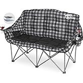 Bolosy Padded Double Camping Chair Folding Loveseat 2 Person Camp Chair Heavy Duty Lawn Chairs Camping Couch Outdoor Sofa