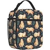 Yilad Capybaras Leaf Lunch Box Insulated Thermal Reusable Lunch Bag Cooler Totes For Men Work Office Picnic Hiking