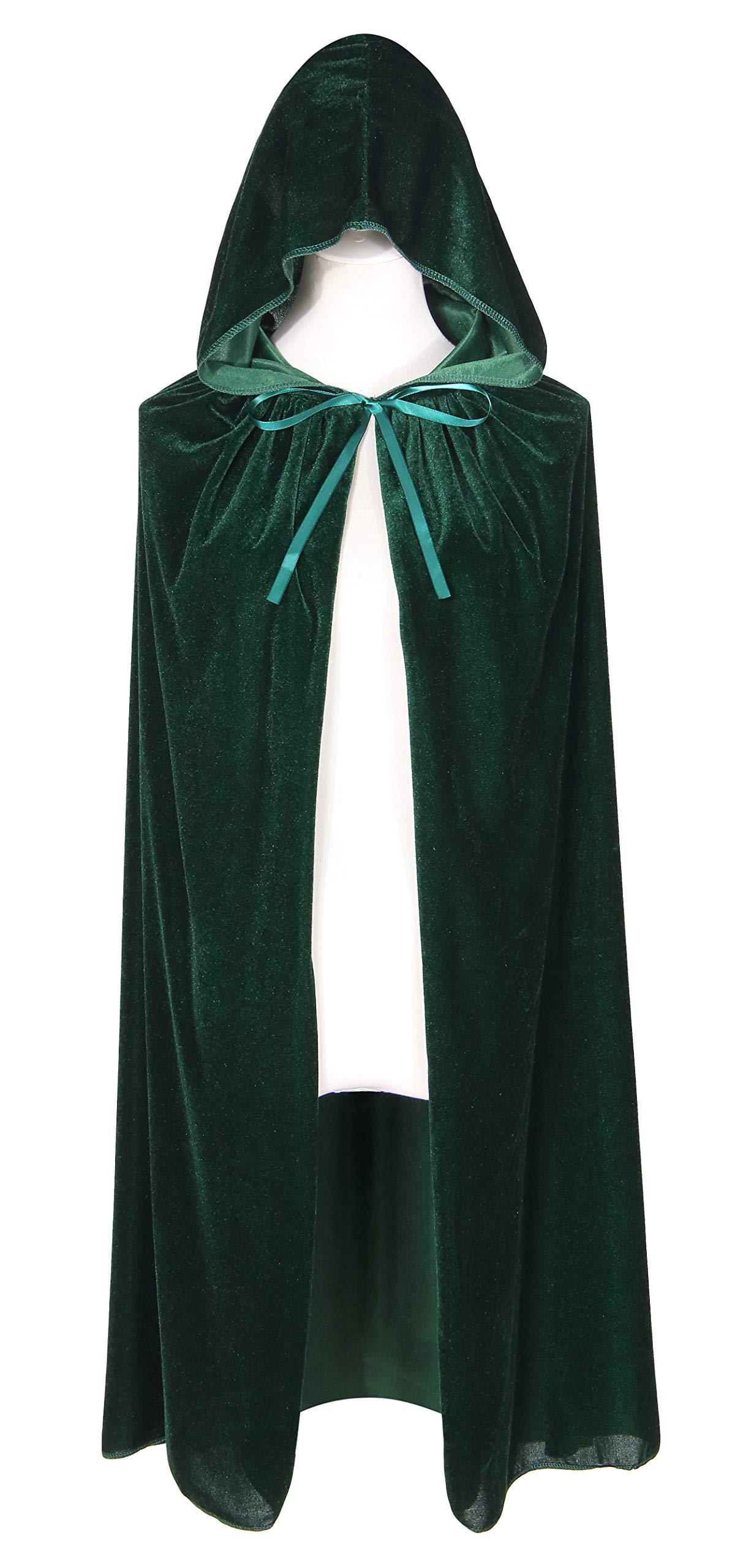 Txian Kids Hooded Velvet Cloak Halloween Christmas Fancy Cape for Kids (Green)