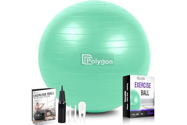 Polygon Exercise Ball, Professional Grade Anti-Burst Balance Ball for Yoga, Birthing, Stability, Core Exercise, Fitness, Work
