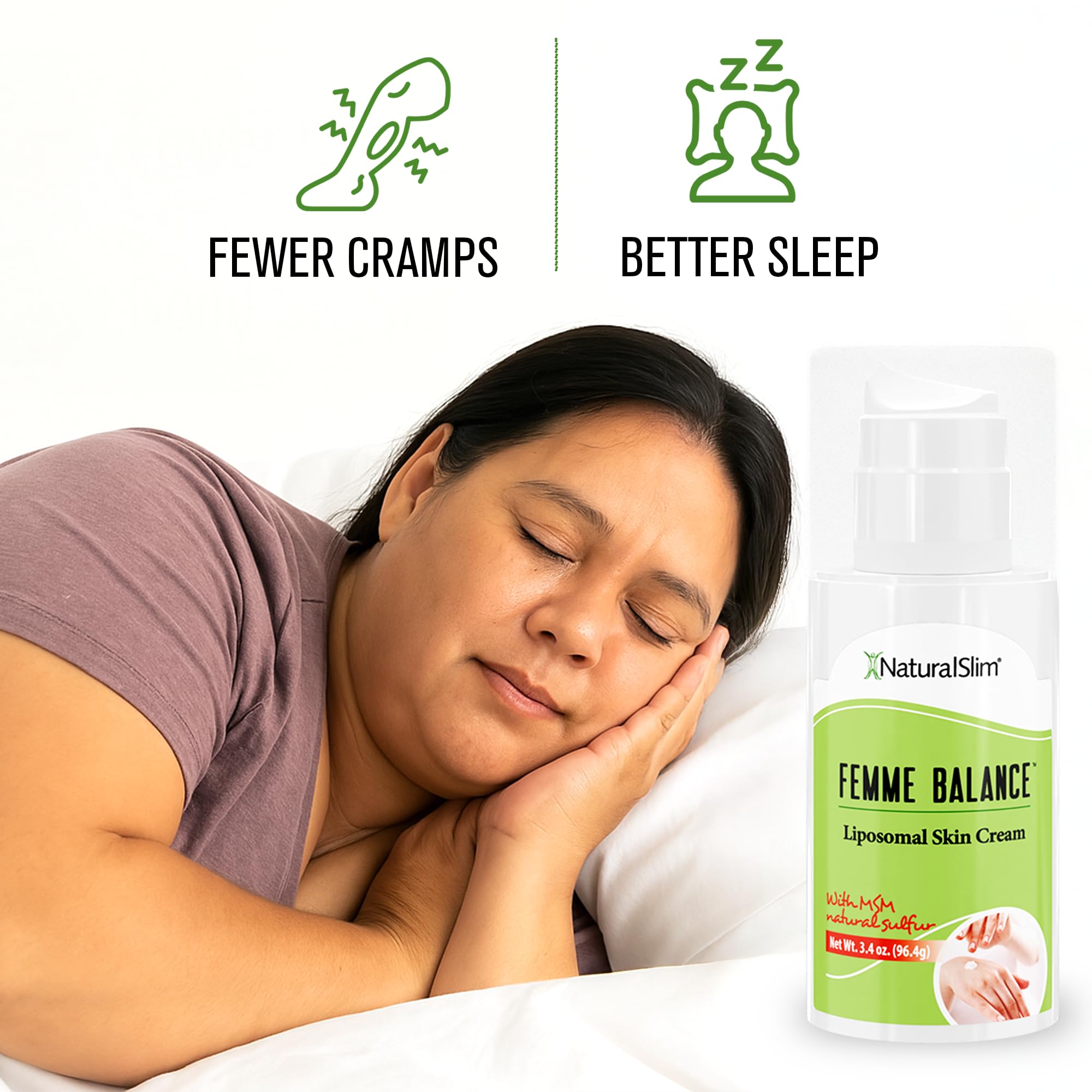 NaturalSlim Femme Balance - Progesterone Cream for Women - Natural Hormonal Balance & Menopause Support Creams for Women's Health - Liposomal Skin Cream - 60 Pumps 3.4 oz