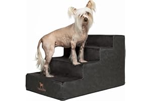 Noah & Paw Dog Stairs, Dog Ramp for Bed (17" Extra Wide) Pet Stairs for High Bed, Design to Fit Small and Large Breeds, Durable 4 Pet Steps for Couch (35 Foam Density) Leather Collection