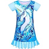 Kid Girls Nightgown Night Dress Unicorn Rainbow Princess Pajamas Sleepwear Nightie