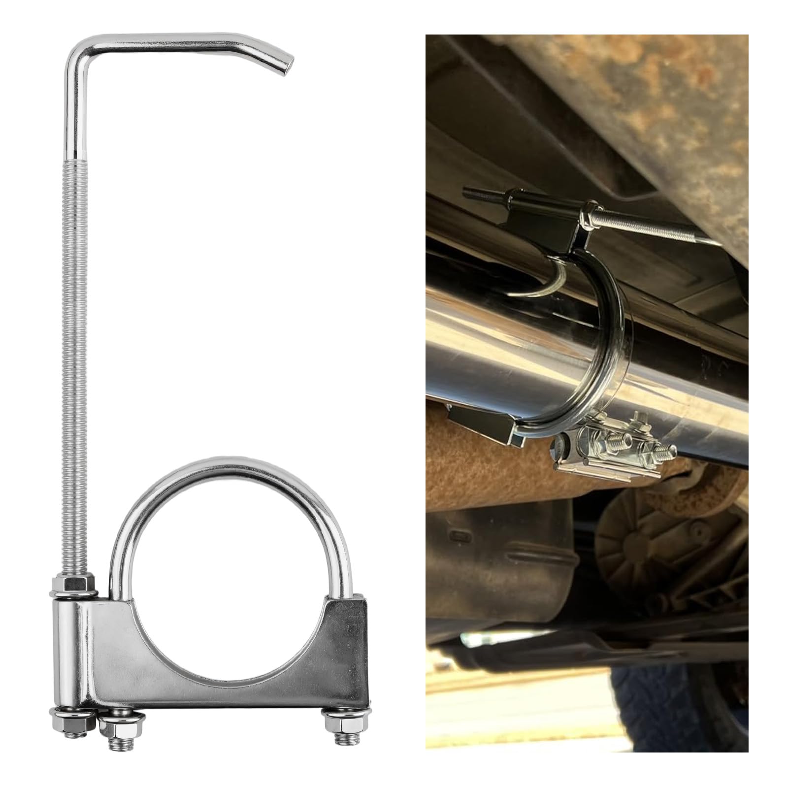 Photo 1 of 2.5 Inch Exhaust Hangers,Heavy Duty Adjustable 2.5 Exhaust Clamp with Muffler Hanger for Muffler Pipe Vibration Damping and Fixing,Universal Exhausts Hanger Rod Car Accessories