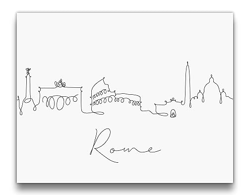 Amazon Com Rome Skyline Pen And Ink Line Drawing Wall Decor Black And White 14x11 Unframed Modern Minimalist Print Italian Cityscape Wall Art Handmade