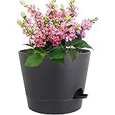 Meowell 12 inch Large Self Watering Pots for Indoor Outdoor Plants, Flower Plant Pots with Mesh Drainage Holes for Garden House Plants, Plastic Planters with Reservoir for Home Decor, Black