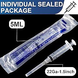 TENKAIWICK 30 Pack 5ml Syringes with Needle-22Ga