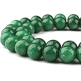DIQIO Natural African Green Jade Beads for Jewelry Making - Stone Beads Gemstone Beads for Bracelets, 10mm Crystal Beads Round Loose Beads(34-37pcs, 10mm, African Green Jade)