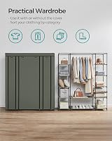 SONGMICS Fabric Wardrobe Portable Closet 12 Compartments 45x150x175 cm Sage view 3