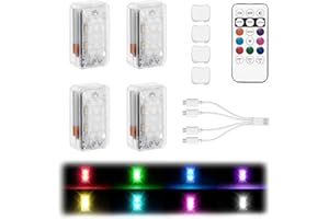 Asunder 4PCS Upgraded 500mAh Wireless LED Strobe Lights with Remote,8-Color Waterproof Rechargeable Emergency Lights with 11 High-Brightness LEDs for Cars,Motorcycles,Bikes,Drones&Aircraft