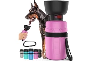 lesotc Dog Water Bottle,Portable Dog Travel Water Bottle Pink,Leak Proof Water Bowl Dispenser,Collapsible Pet Water Bottles for Puppy Camping Essential,Walking,Hiking Gear,On The Go,Traveling,BPA Free