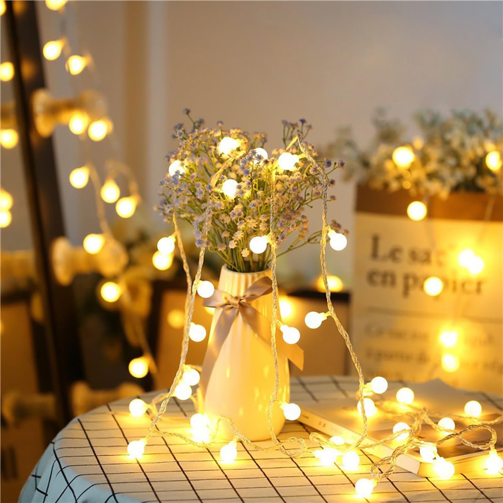 Zorela Globe Fairy Lights, 15M/49ft 100 LED Fairy String Lights with Remote - USB or Battery Powered - 8 Modes - Outdoor Indoor Globe String Lights for Christmas, Bedroom, Garden, Balcony